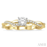 1/10 ctw Round Center Semi-Mount Diamond Engagement Ring in 14K Yellow and White Gold